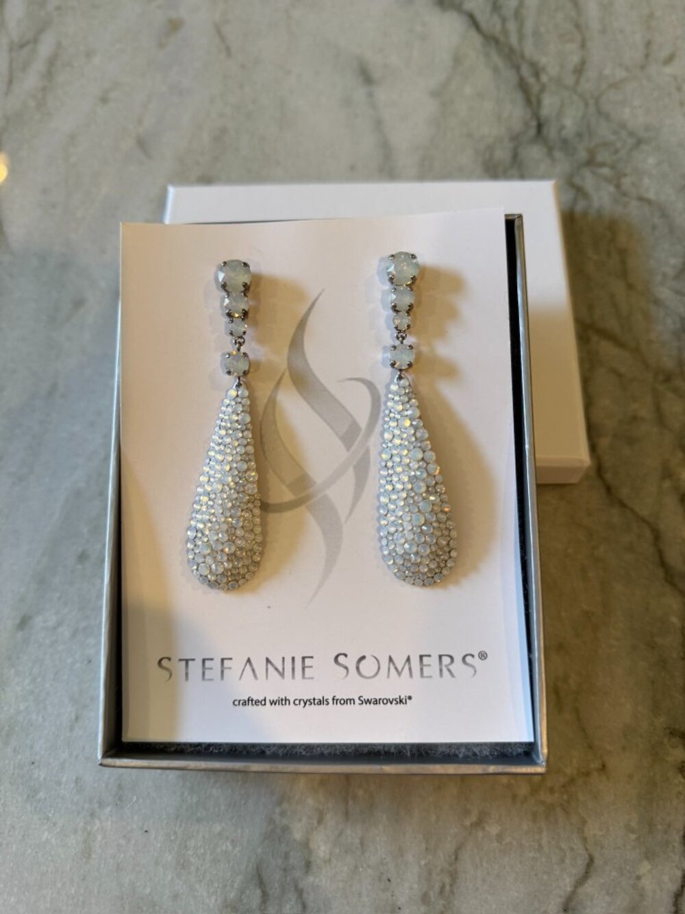 Stefanie Somers® Ripley Runway White Opal Statement Swarovski® Crystal Earrings